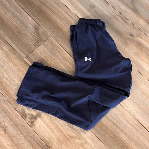 Under‎ Armour Navy Athletic Workout Pants Men S or Youth Large - Picture 1 of 4